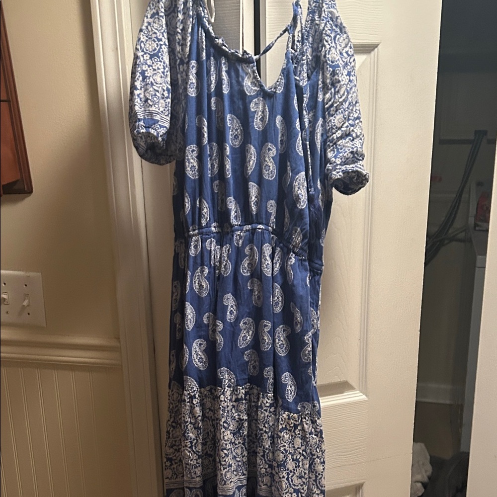 154) Mlle Gabrielle size largeBlue Paisley Print Women's Dress